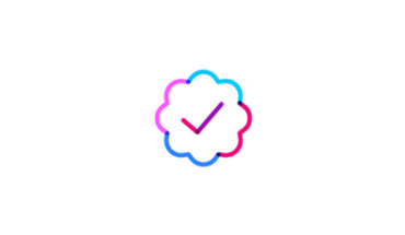 A multi-coloured tick icon
